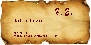 Halla Ervin névjegykártya